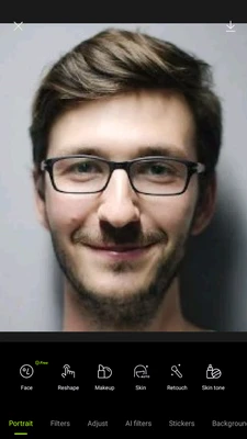 Face enhancement before and after using photo editor