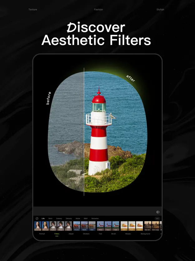 Moody dark tone filter before and after comparison